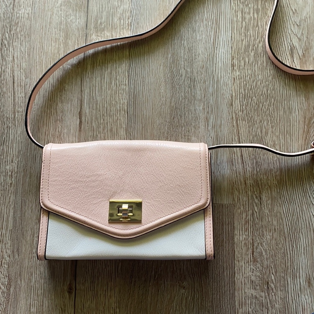 Kate Spade New York pink and white with gold purse